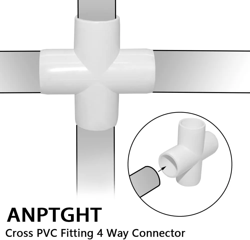 1-1/4 Inch Cross PVC Fitting 4 Way Connector, Furniture Grade Corner Fittings for Building Furniture Greenhouse Shed Pipe Fittings Tent Connection (Pack of 8)
