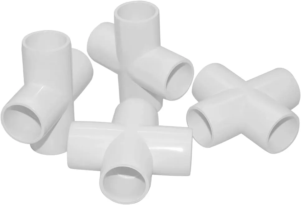 1-1/4 Inch Cross PVC Fitting 4 Way Connector, Furniture Grade Corner Fittings for Building Furniture Greenhouse Shed Pipe Fittings Tent Connection (Pack of 8)