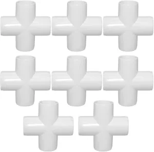 1-1/4 Inch Cross PVC Fitting 4 Way Connector, Furniture Grade Corner Fittings for Building Furniture Greenhouse Shed Pipe Fittings Tent Connection (Pack of 8)