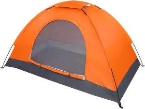 1-Person Waterproof Camping Dome Tent, Quick Pop Up, Lightweight, and Ventilated for Outdoor Hiking - Orange
