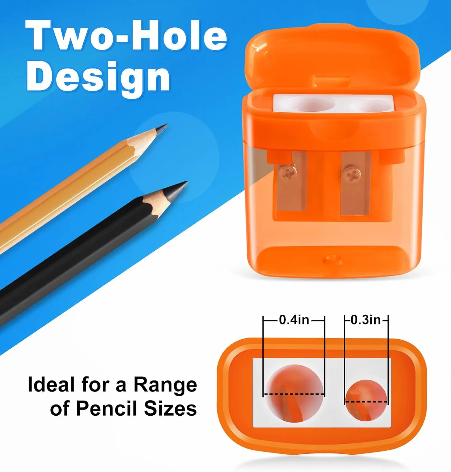 100 Pack Pencil Sharpeners Bulk - Double Hole Pencil Sharpener Manual with Cover for School Kids, Small Cute Pencil sharpeners Handheld for Students School Classroom Supplies