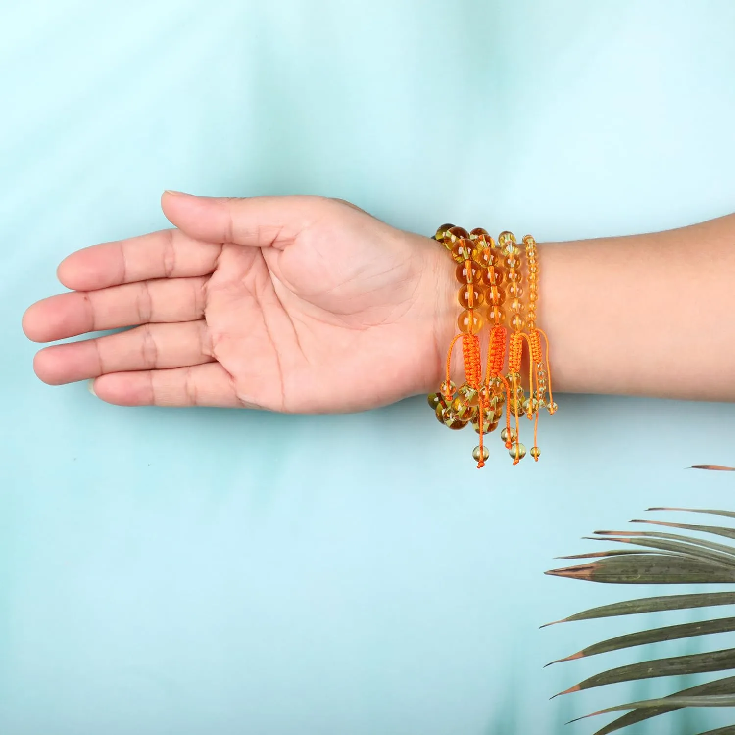 10mm Citrine Bracelet - Stone of Joy and abundance - Handmade Natural Stone Crystal Bracelet with Adjustable Macrame String - Yoga Healing Power Energy Gifts for Men and Women