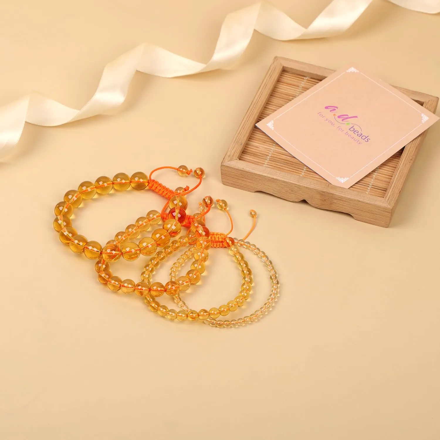 10mm Citrine Bracelet - Stone of Joy and abundance - Handmade Natural Stone Crystal Bracelet with Adjustable Macrame String - Yoga Healing Power Energy Gifts for Men and Women