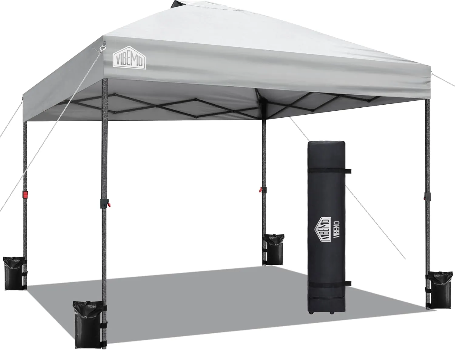 10x10 Pop Up Canopy Party Tent with Roller Bag, Quick 1-Person Setup, 3 Height Settings, Includes 4 Sandbags, 8 Stakes, 4 Guylines, Waterproof, UPF50  Sun Protection for Beach and Outdoor Use