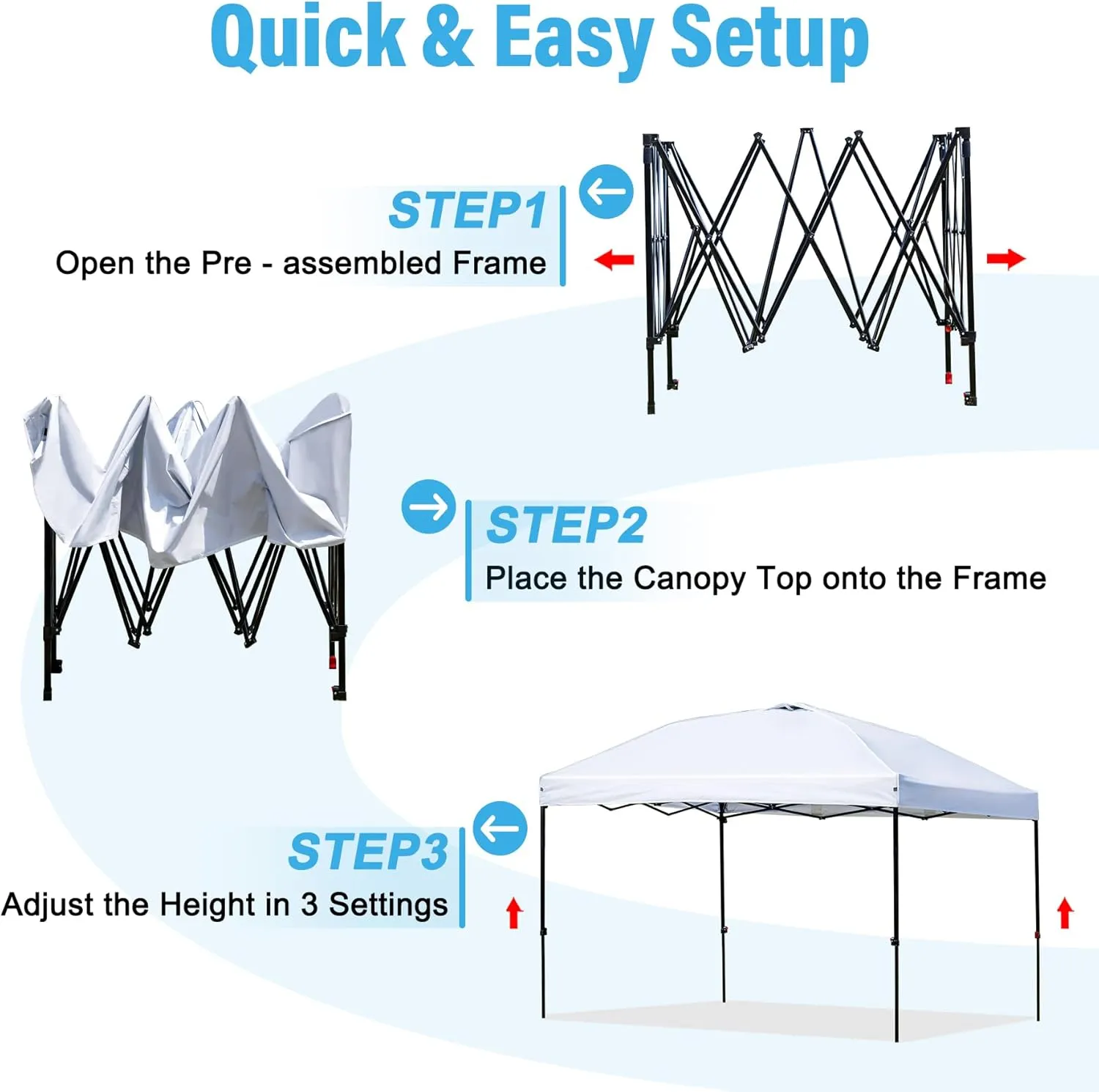 10x10 Pop Up Canopy Tent Outdoor, Portable Instant Heavy Duty Commercial Canopies Shelter w/Wheeled Bag, 8 Stakes, UPF50  300D Silver Coated for Patio Party, White
