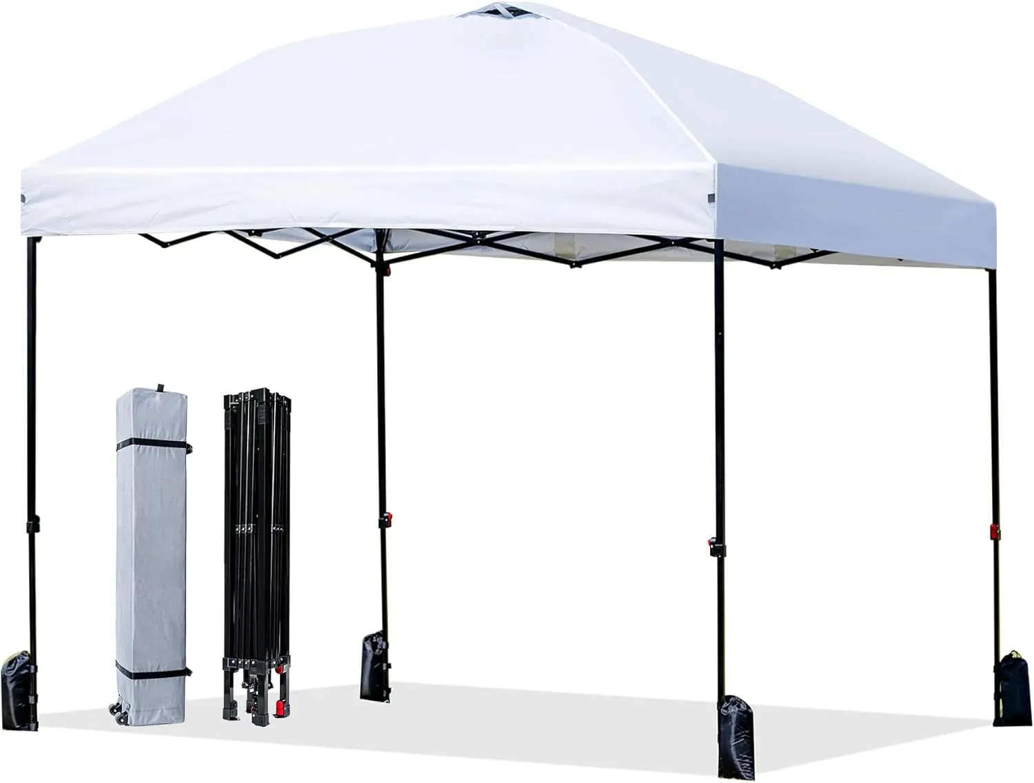 10x10 Pop Up Canopy Tent Outdoor, Portable Instant Heavy Duty Commercial Canopies Shelter w/Wheeled Bag, 8 Stakes, UPF50  300D Silver Coated for Patio Party, White