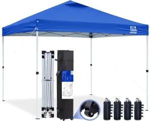 10x10 Pop Up Canopy Tent,300D Silver-Coating Top,1-Person Setup Commercial Heavy Dury Canopy Tent Instant Portable Shelter and Wheel Carry Bag, Bonus 8 Stakes and 4 Weights(Blue)