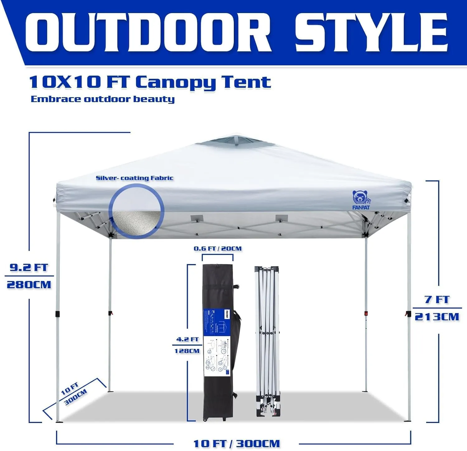 10x10 Pop Up Canopy Tent,300D Silver-Coating Top,1-Person Setup Commercial Heavy Dury Canopy Tent Instant Portable Shelter and Wheel Carry Bag, Bonus 8 Stakes and 4 Weights(Blue)