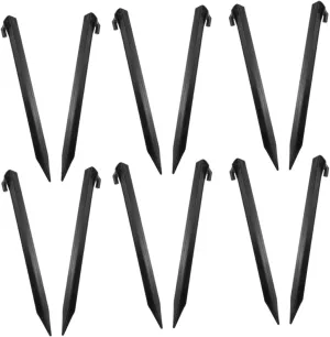 12 Pcs Outdoor Plastic Tent Stakes Durable Lawn Tarp Pegs for Camping Beach and Garden Use Heavy Duty Ground Anchors for Securely Securing Tents and Tarps