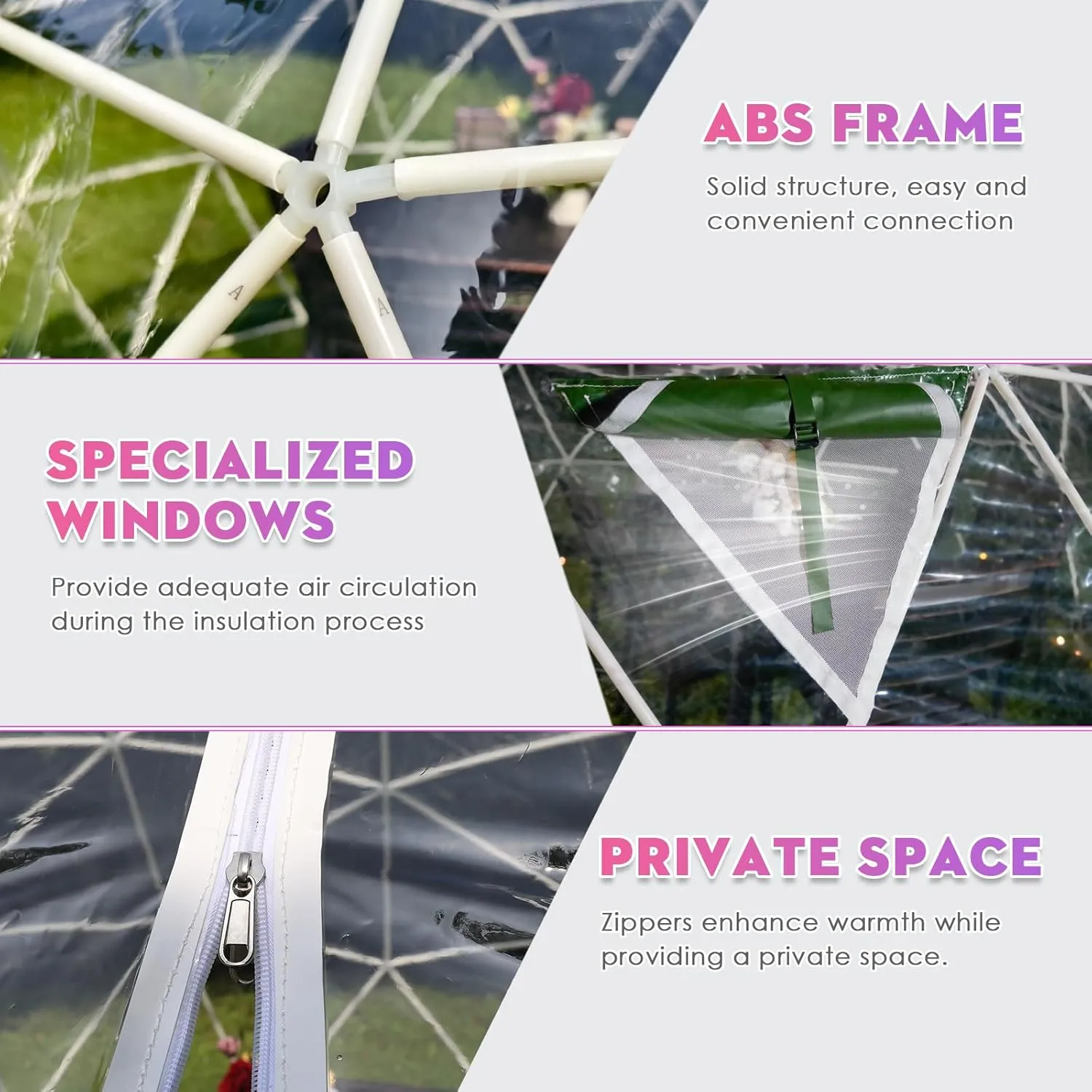 12FT Garden Dome lgloo, Geodesic Dome Greenhouse with PVC Clear Cover, Waterproof Garden Bubble Dome Tent House with 2 x 10M Light Strings for Outdoor, Patio, Backyard, Party (Green Edge, 12FT/3.6M)