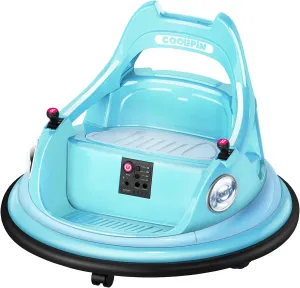 12V Kids Bumper Car for Toddlers W/Parent Remote Control, 360 Degree Spin, Lights, Music, 37-96 Months, Blue