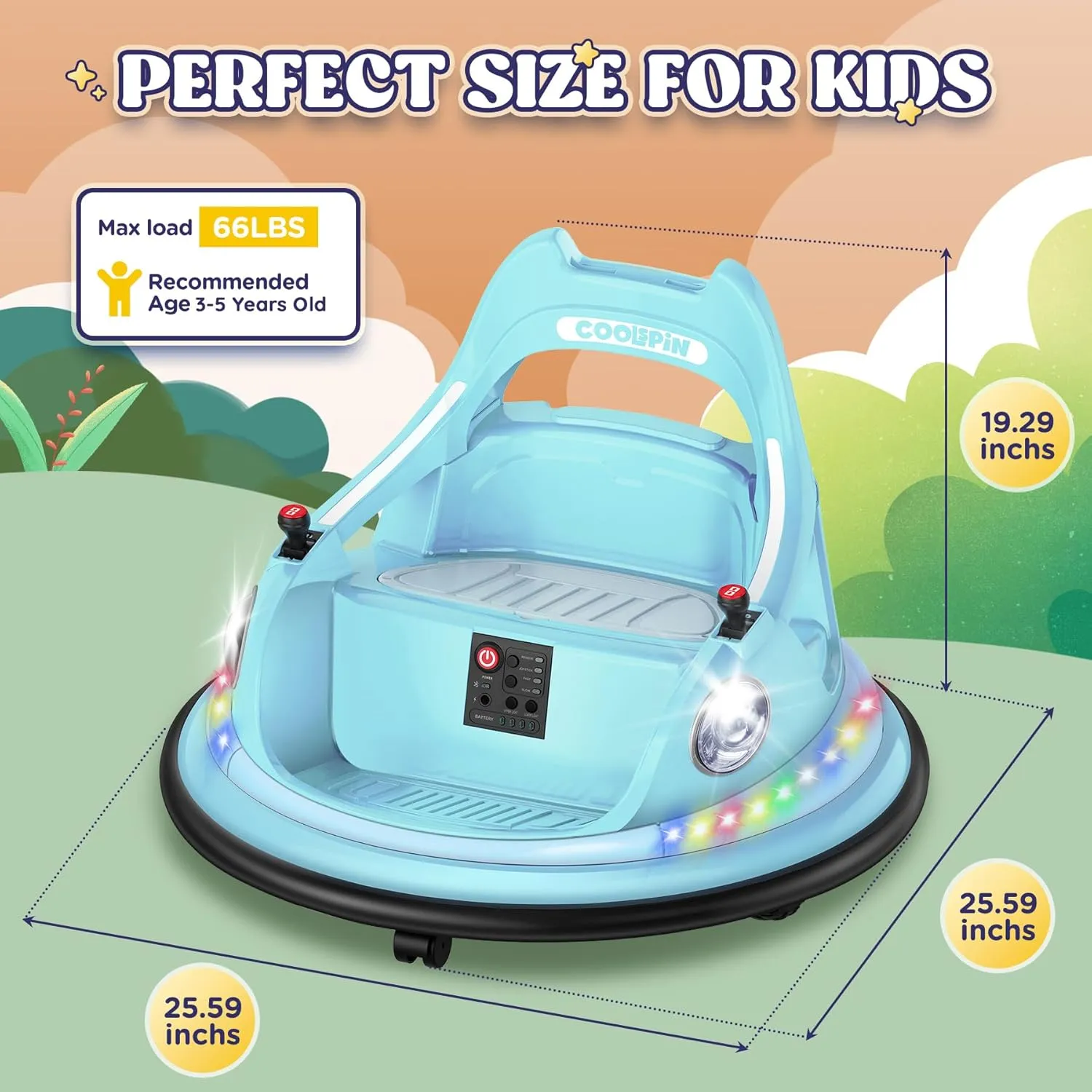 12V Kids Bumper Car for Toddlers W/Parent Remote Control, 360 Degree Spin, Lights, Music, 37-96 Months, Blue