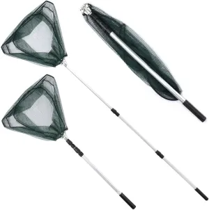 1.5M Fishing Landing Net, Fishing Landing Net with Telescoping Pole Handle, Foldable Nylon Mesh Landing Net for Freshwater and Saltwater