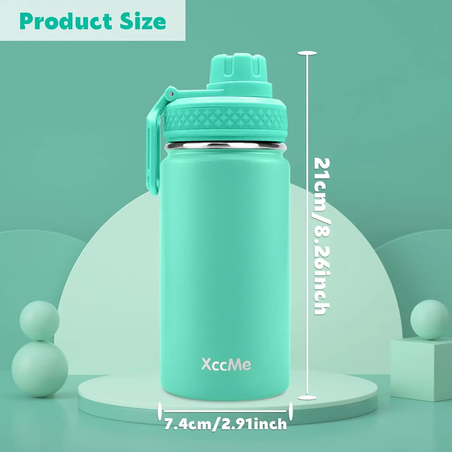 16 oz Kids Water Bottle With 4 Lids, 2 Pack for School, Metal Insulated Thermos With Straw Lid, Straw Brush, Cute Stickers for Boys Girls
