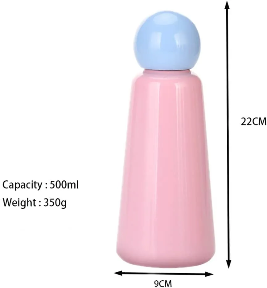 17 oz About 500 ML Stainless Steel Water Bottle - Vacuum Insulated Water Bottle -Hot&cold Drink Metal Water Flask,BPA Free (Blue pink)