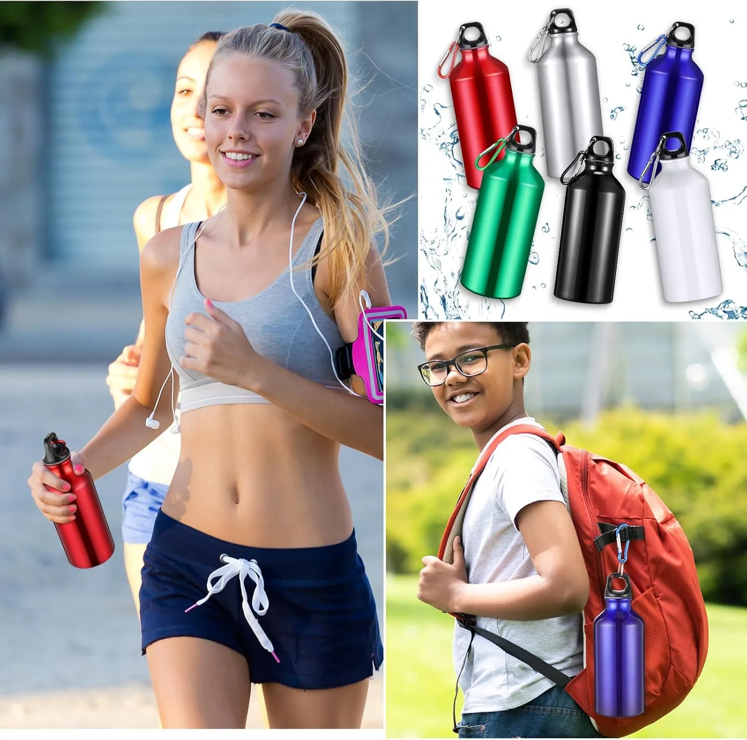 18 Pcs Water Bottles Multipack Bulk Graduation Gift Metal Aluminum Reusable Lightweight Sport End of Year Party Favor Leak Proof with Twist Cap Gym Hiking Outdoor Travel(Colorful,13.5 oz)