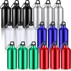 18 Pcs Water Bottles Multipack Bulk Graduation Gift Metal Aluminum Reusable Lightweight Sport End of Year Party Favor Leak Proof with Twist Cap Gym Hiking Outdoor Travel(Colorful,13.5 oz)