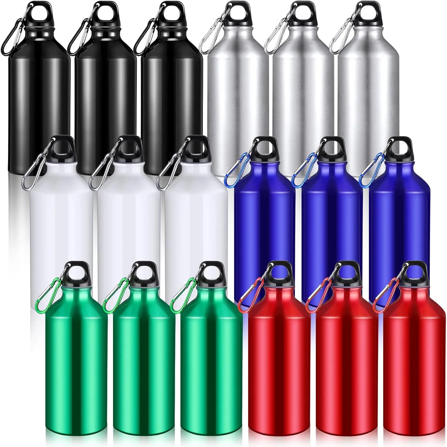 18 Pcs Water Bottles Multipack Bulk Graduation Gift Metal Aluminum Reusable Lightweight Sport End of Year Party Favor Leak Proof with Twist Cap Gym Hiking Outdoor Travel(Colorful,13.5 oz)