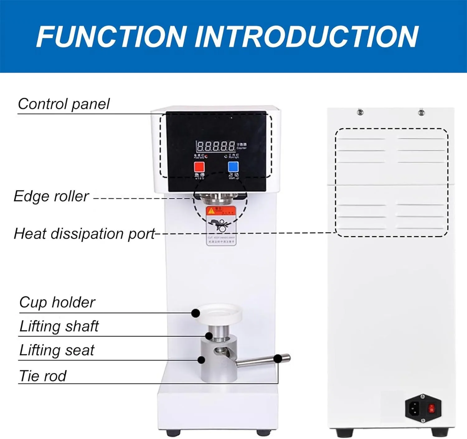 180w Electric Can Sealer, 2.2” Aluminum Cans Closing, Commercial Drink Sealing Machine, Adjustable Height Max 20cm,White