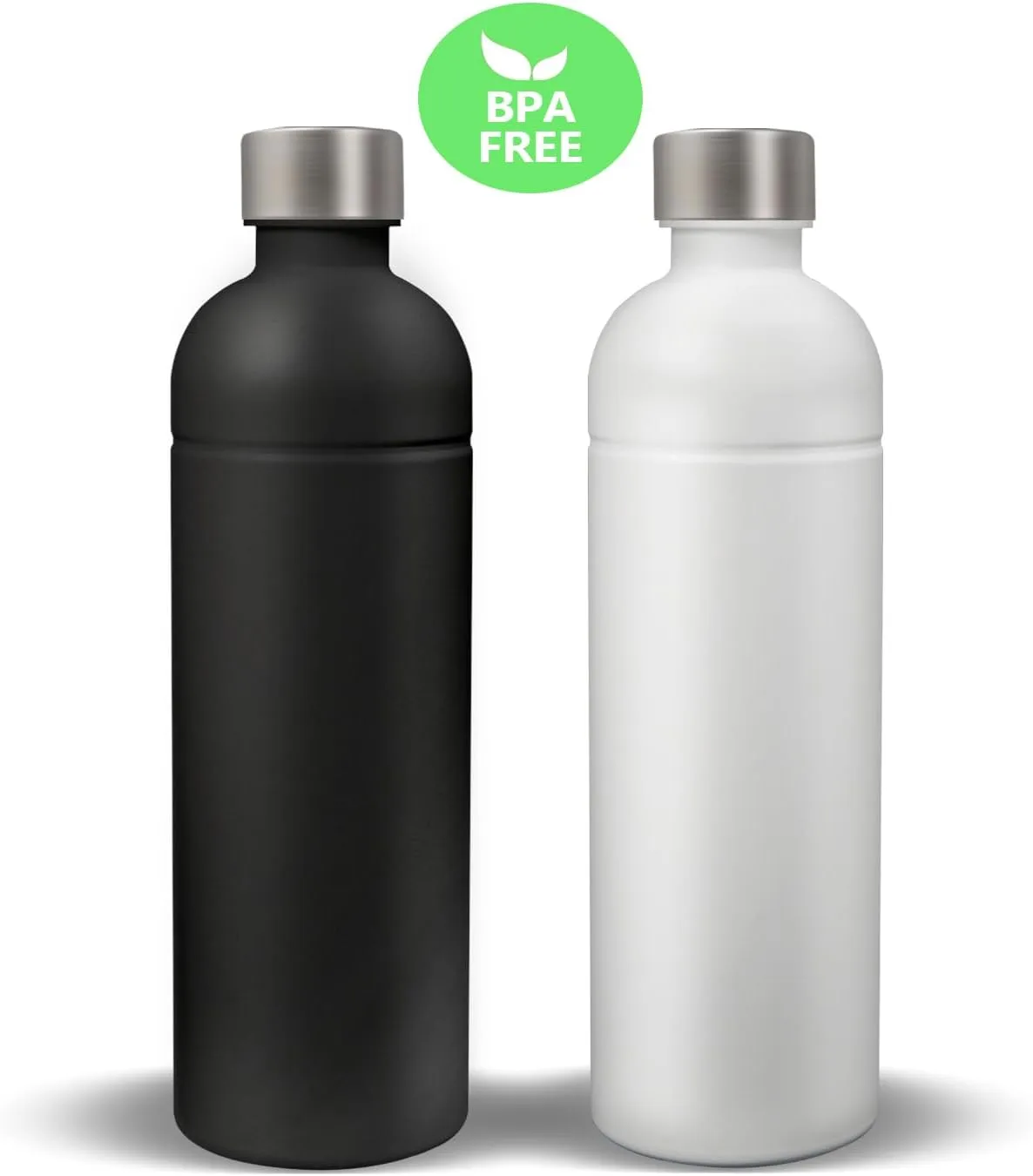 18/8 Stainless Steel Bottle for Sodastream DUO, E-DUO, 1L Carbonating Bottle, BPA Free, Sparkling Water, Dishwasher Safe (White)