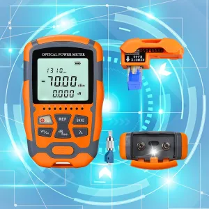 1pc 4 in 1 Function VFL-10 Visual Fault Locator & OPM Portable Optical Power Meter (FC/SC/ST) & RJ45 Network Test & LED Lighting, Portable Fiber Optic Tester, Range: (-70) dBm ~ ( 10) dBm