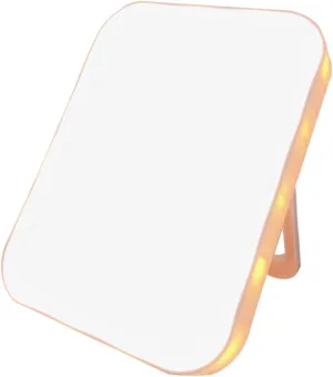 1Pc LED Lighted Makeup Mirror Folding Portable Desktop Mirror with Color Lighting Modes High Definition Durable for Travel and Makeup Application