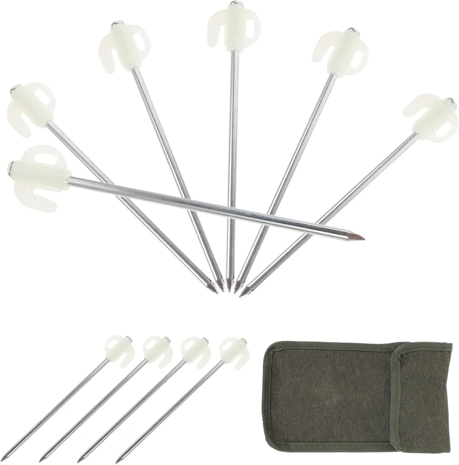 1Set Heavy Duty Tent Stakes with Storage Bag Durable Ground Pegs for Camping Glamping Essentials Easy to Install and Remove for Hard Ground