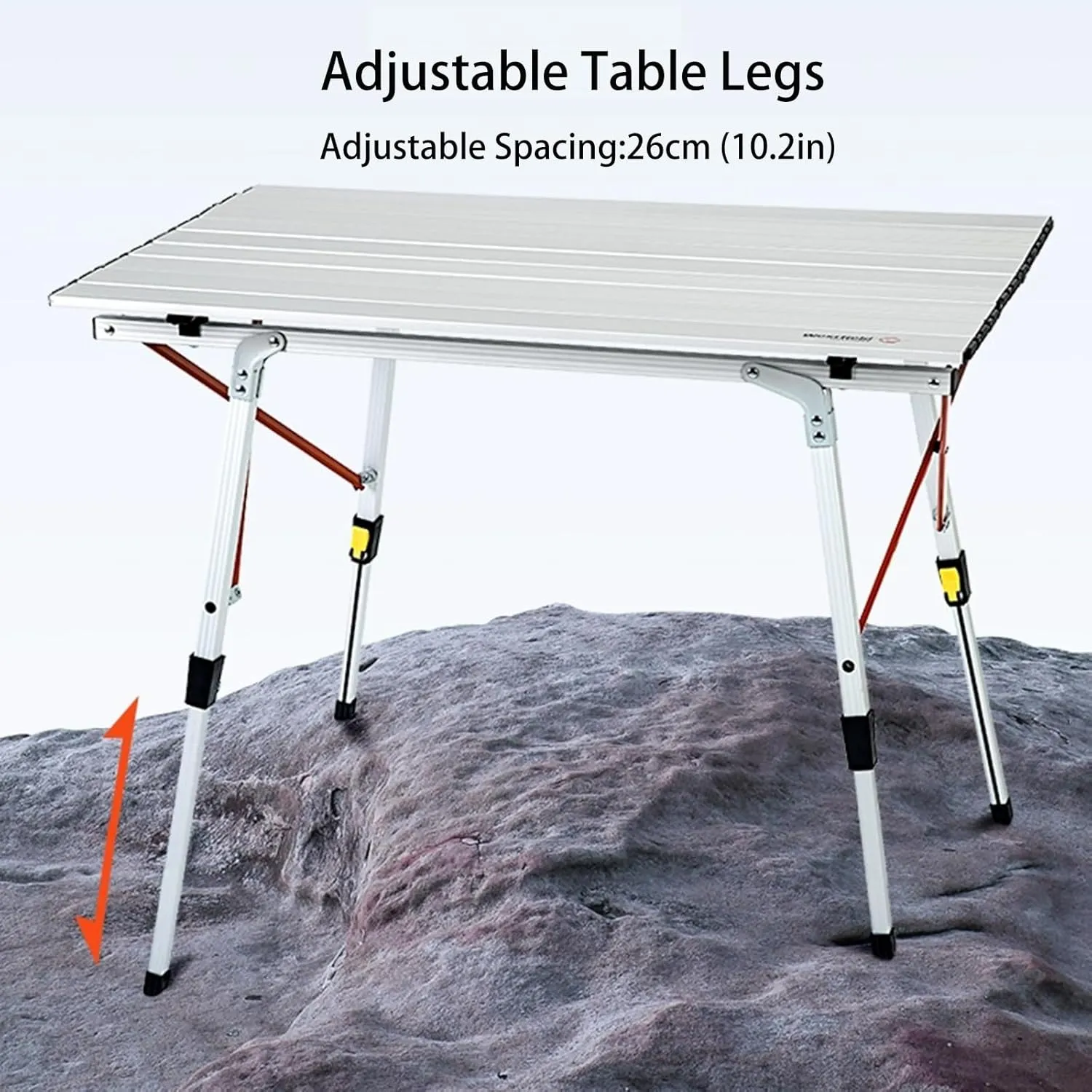 2-6 People Stretchable Camping Table, Roll-Up Lightweight Picnic Table with Aluminum Tabletop & Carrying Bag, Portable Outdoor Folding Table for Hiking, Backpacking & Fishing(Woodgrain,Style