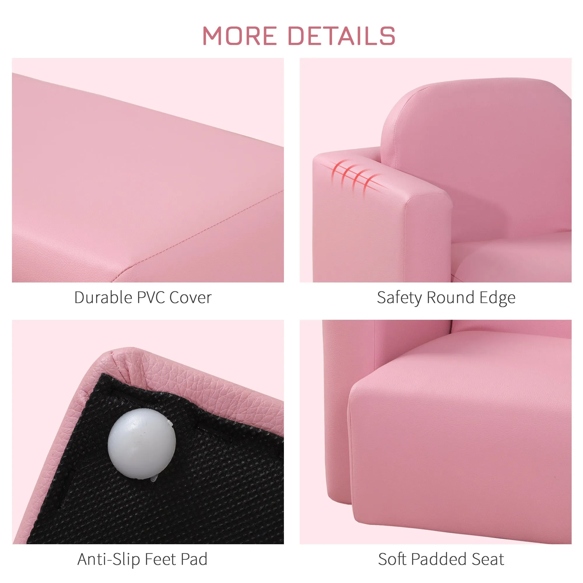 2-in-1 Kids Convertible Table & Sofa Chair Set, Pink Multifunctional Toddler Armchair and Activity Couch