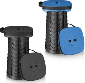 2 Pack Folding Camping Stool,Square Collapsible Portable Stool,Collapsible Stool Folding Stool Telescoping Stool for Fishing Hiking BBQ,Sturdy Lightweight Telescoping Foldable Stool,Max Load 485lb
