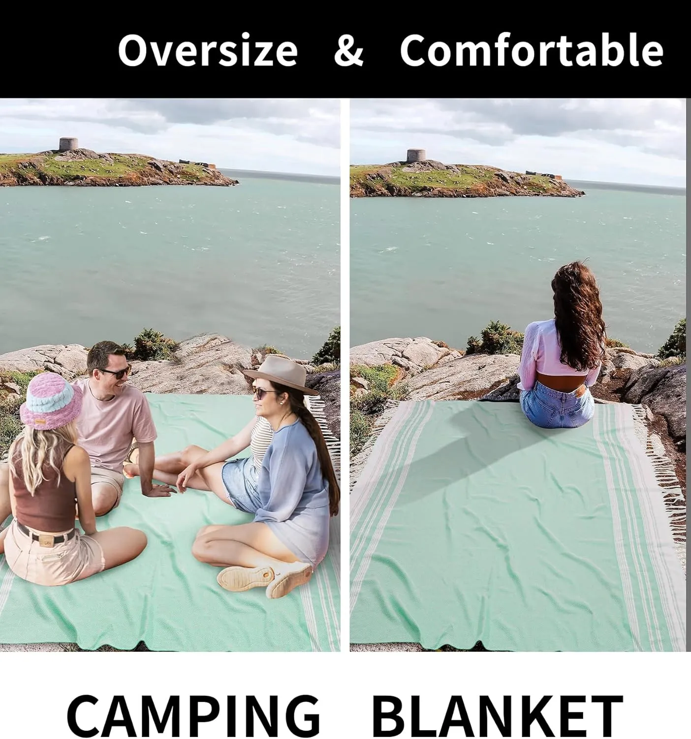 2 Pack Ginat Turkish Beach Towels Boho Beach Throw Blankets Large Camping Blankets Anti Resistant Sand Free Quick Dry Lightweight Travel Essentials XL Big Huge Glamping Tent Gear Must Haves