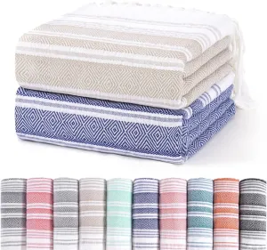 2 Pack Ginat Turkish Beach Towels Boho Beach Throw Blankets Large Camping Blankets Anti Resistant Sand Free Quick Dry Lightweight Travel Essentials XL Big Huge Glamping Tent Gear Must Haves
