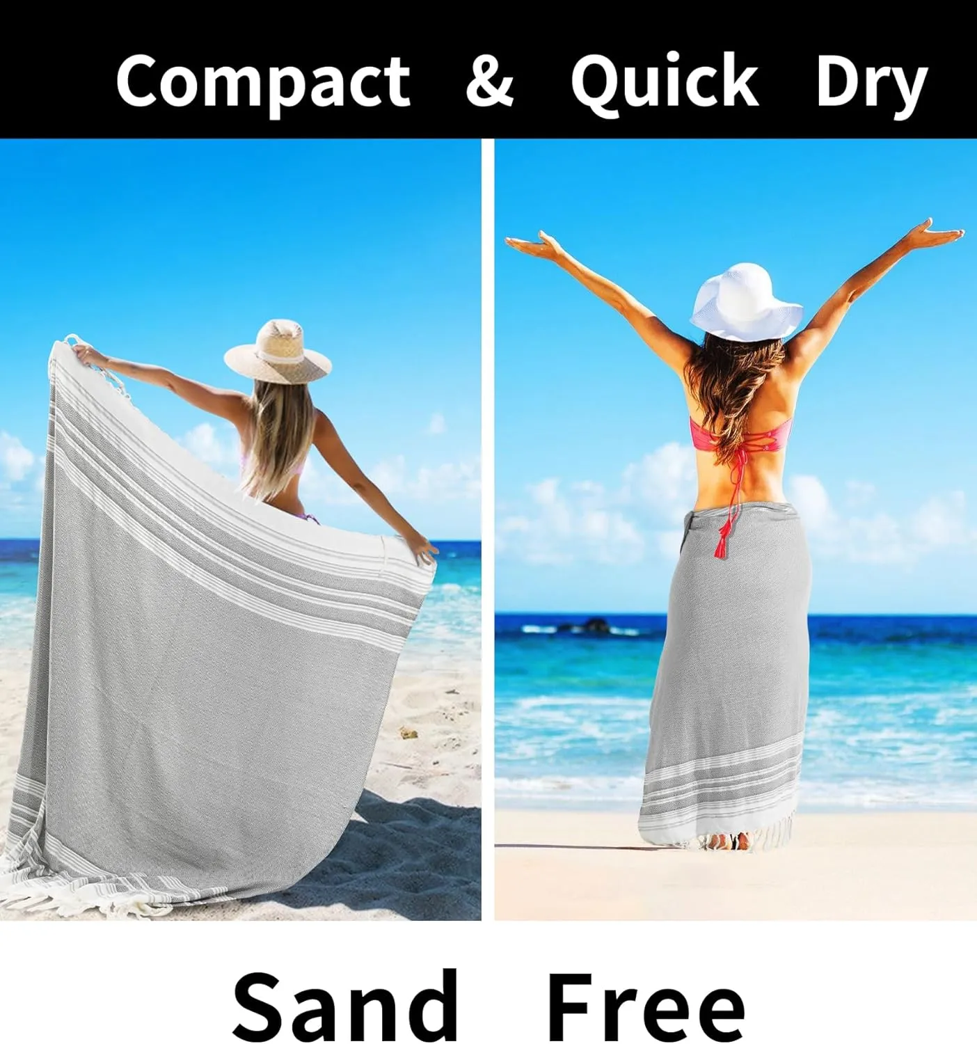 2 Pack Ginat Turkish Beach Towels Boho Beach Throw Blankets Large Camping Blankets Anti Resistant Sand Free Quick Dry Lightweight Travel Essentials XL Big Huge Glamping Tent Gear Must Haves