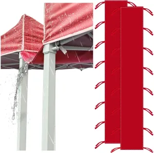 2 Pack Rain Gutter for Tents, 10 FT PVC Vinyl Canopy Rain Gutters, Canopy Tent Drainage Accessory Rain Gutter for High Peak Frame Style Canopy Sheds, Red