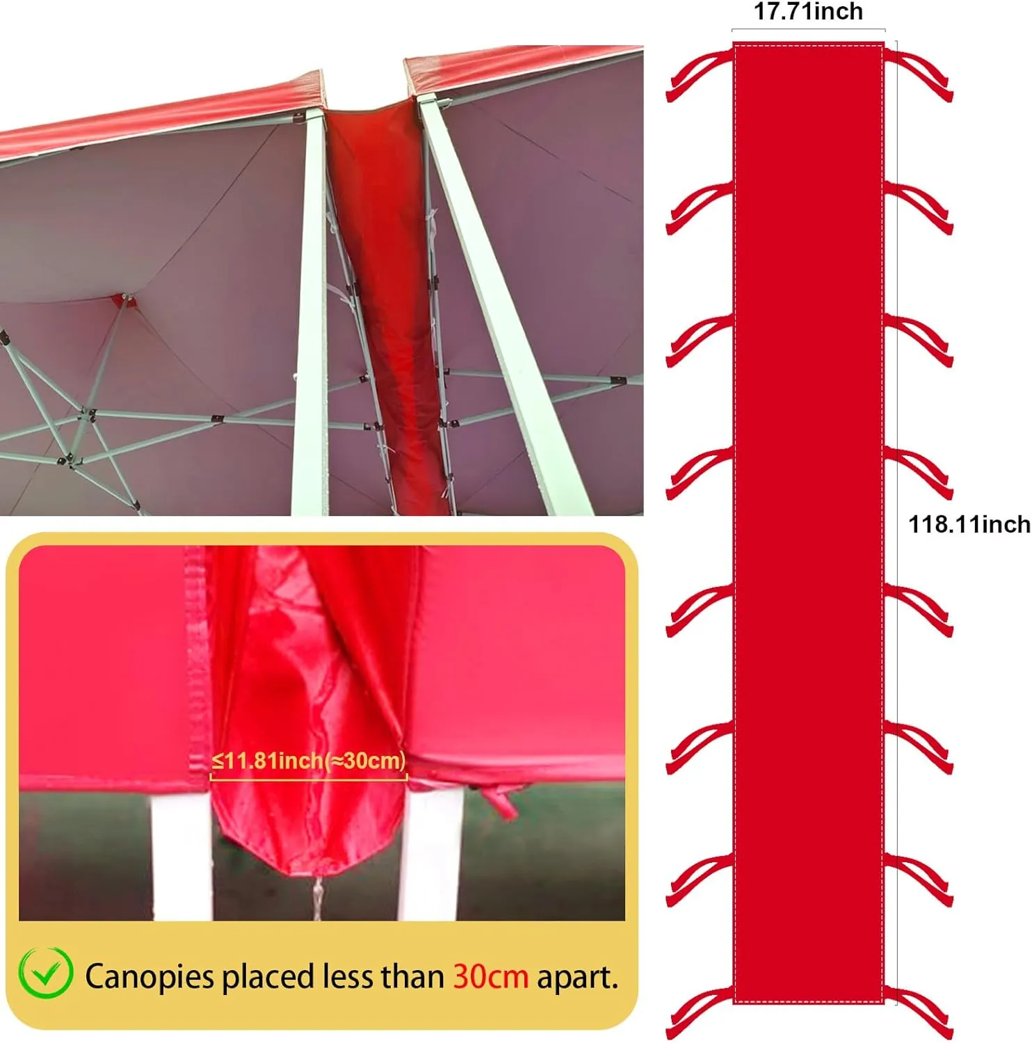 2 Pack Rain Gutter for Tents, 10 FT PVC Vinyl Canopy Rain Gutters, Canopy Tent Drainage Accessory Rain Gutter for High Peak Frame Style Canopy Sheds, Red