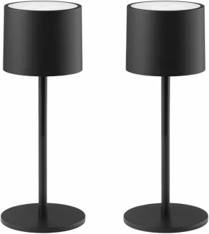 2 Pack Rechargeable Table Lamps, Battery Powered LED Desk Lamp, 3 Color Stepless Dimming Up, Portable Table Light for Bedroom/Couple Dinner/Desk/Cafe/Dining Room/Terrace,Waterproof & Wireless