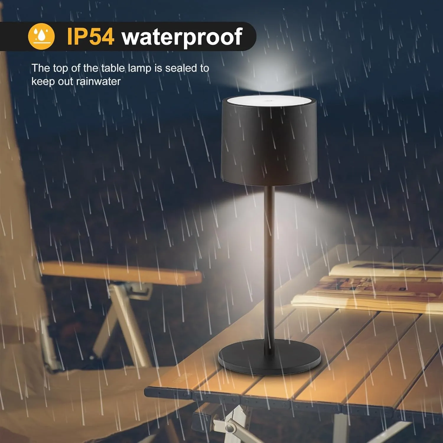 2 Pack Rechargeable Table Lamps, Battery Powered LED Desk Lamp, 3 Color Stepless Dimming Up, Portable Table Light for Bedroom/Couple Dinner/Desk/Cafe/Dining Room/Terrace,Waterproof & Wireless