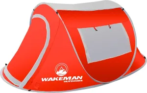 2 Person Pop Up Tent with Dual-Layer Door and Carry Bag - Water-Resistant Tent for Camping, Hiking, or Beach Use by Wakeman Outdoors