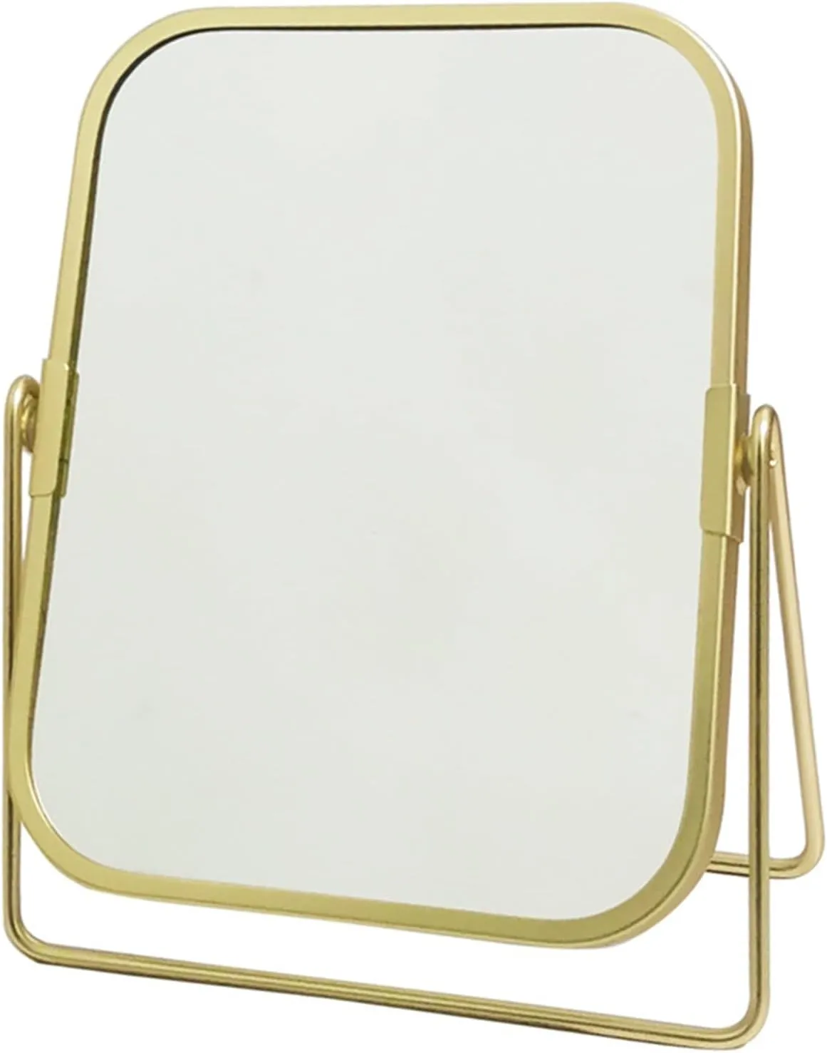 2-Sided Golden Tabletop Makeup Mirror, Square Vanity Mirror 360°Rotation Dressing Table Mirror for Home Bathrom