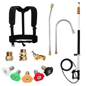 20 ft Telescoping Pressure Washer Wand by EDOU - Power Washer Gutter Cleaner Tool - 4,000 PSI Extension Pole with 1/4" Quick Connection, 5 Spray Nozzles, 2 Couplers, and Support Harness