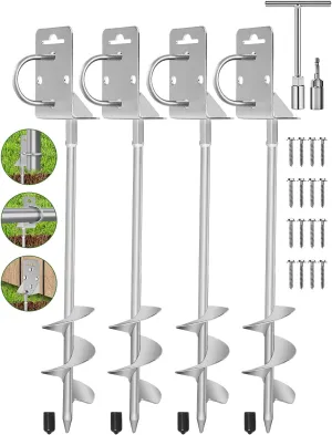20 Inch 4 Pack Ground Anchors Heavy Duty, Swing Set Anchor Kit Screw in Earth Anchors Trampoline Stakes High Wind Metal Auger Anchor for Shed Tent Carports Securing Animals Camping Mobile Home
