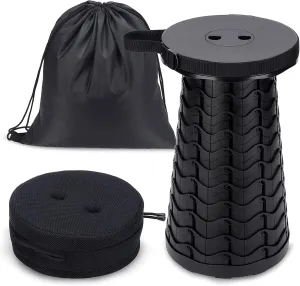 2022 Upgraded Retractable Stool with Cushion, Tested at 550lbs, Telescopic Collapsible Seat, Telescoping Folding Stools for Adults, Sturdy Foldable Chair, Telescope Compact for Camping Hiking