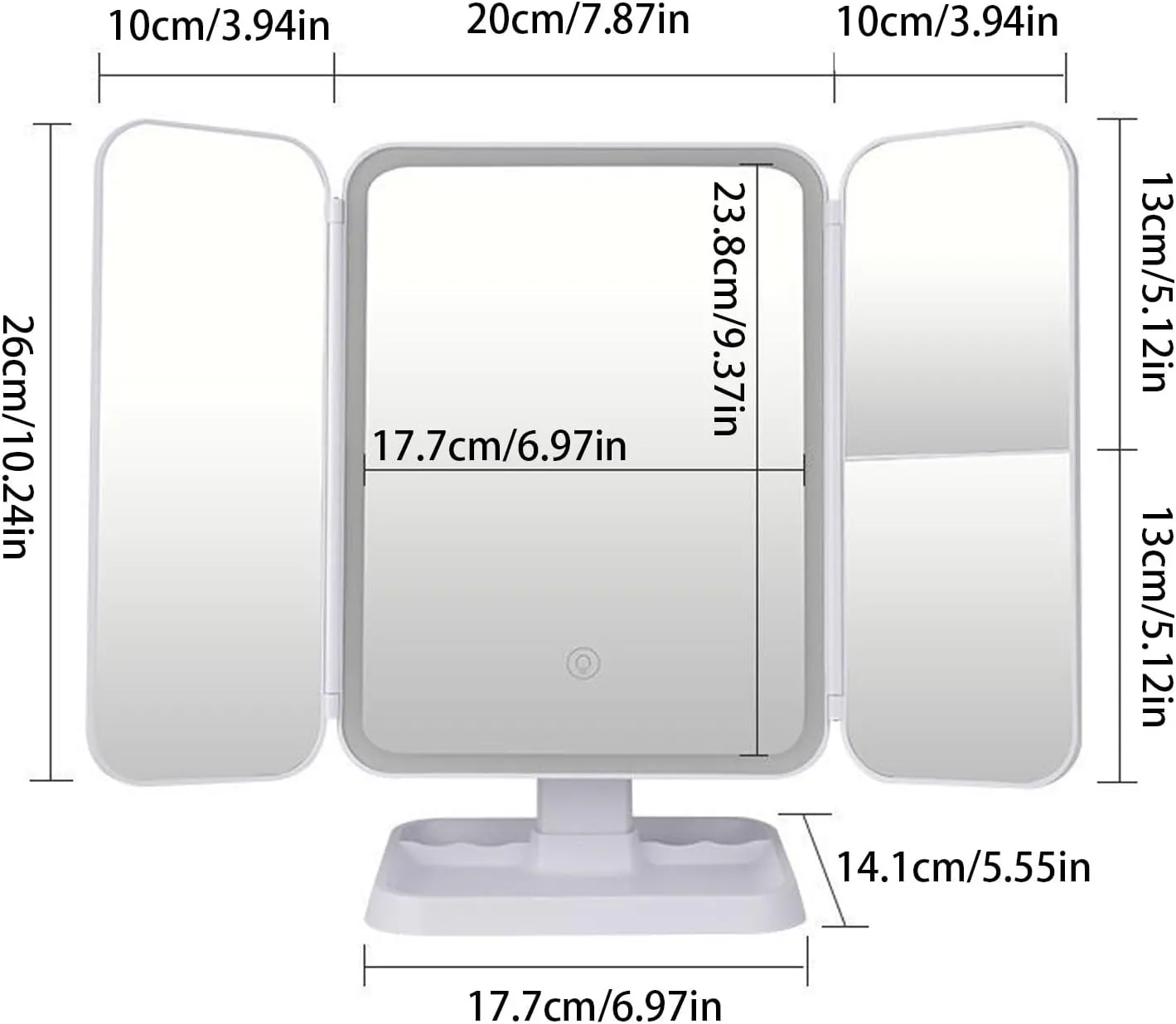2025 Aristoparis Trifold Mirror, Aristoparis Makeup Mirror,Trifold LED, Glisera Smart Mirror,Makeup Mirror Glisera with Lights and Magnification (Pink 2400mAh)