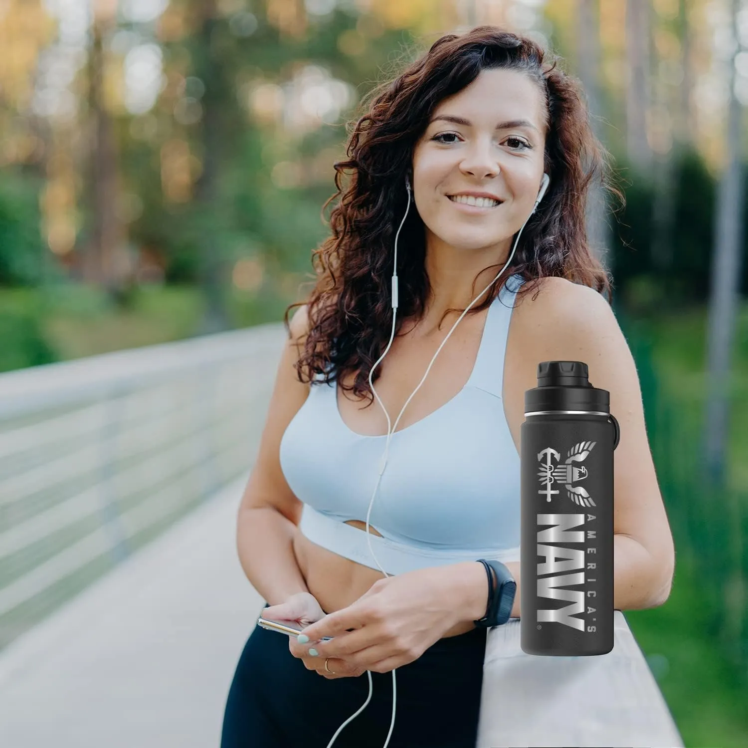 20oz US Navy Water Bottle - Double Wall Vacuum Insulated Stainless Steel Great for PT and Outdoor Sports Like Hiking Camping and Cycling-Navy 20oz Water Bottle