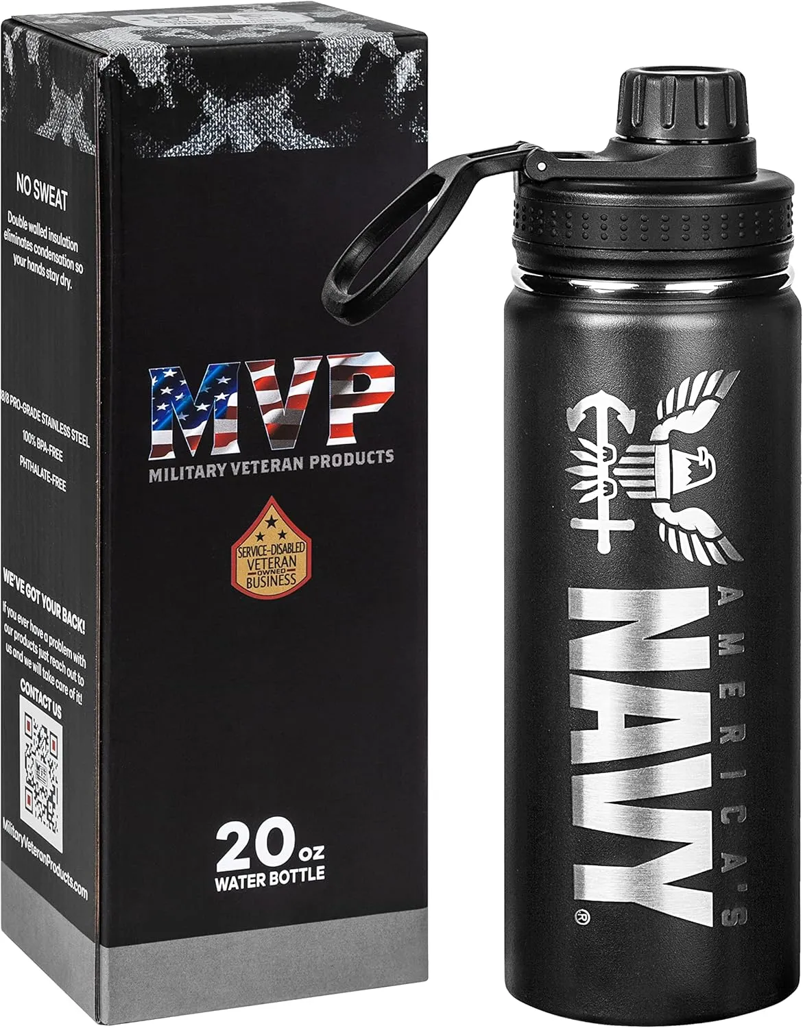 20oz US Navy Water Bottle - Double Wall Vacuum Insulated Stainless Steel Great for PT and Outdoor Sports Like Hiking Camping and Cycling-Navy 20oz Water Bottle