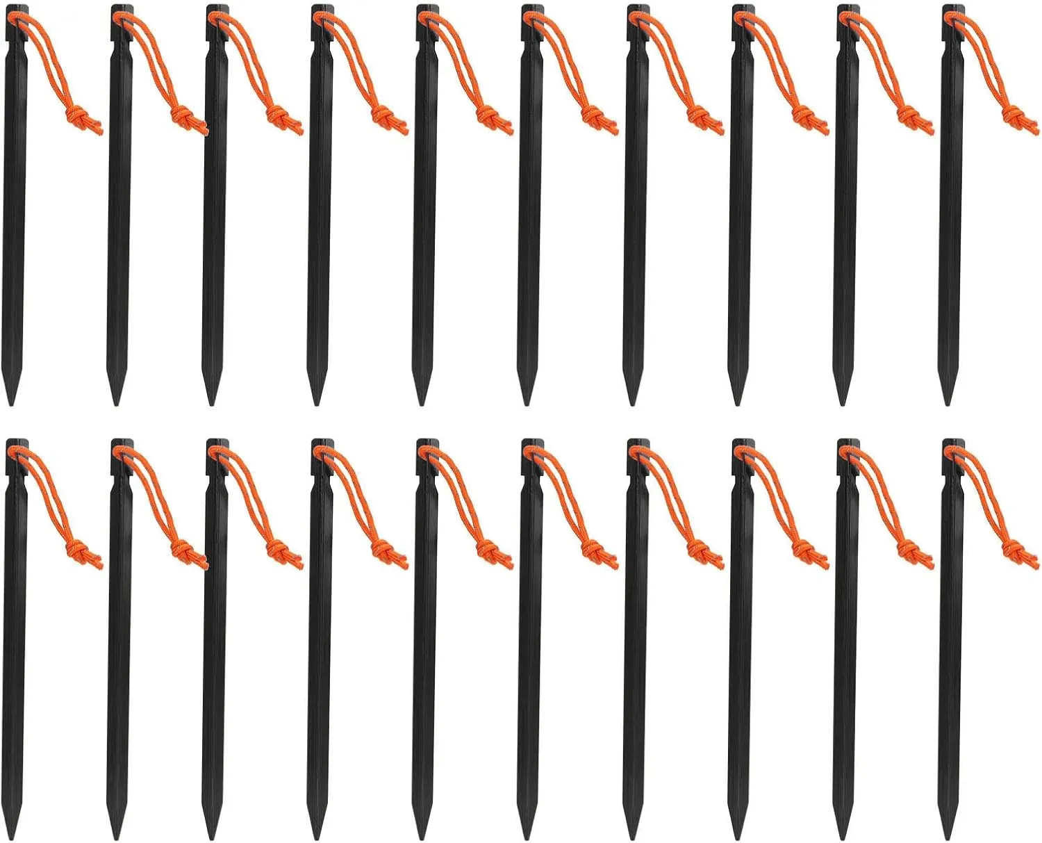 20pcs Tent Stakes, 7075 Camping Aluminum Alloy 9in Tent Pegs Heavy Duty Tent Peg with Ropes for Outdoor Camping Canopy(Black)