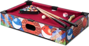 20" Mini Pool Table Set, Small Tabletop Pool Table, Portable Billiards Game Includes Small Billiards Balls, Pool Cues, Triangle Rack, Chalk, Brush for Family