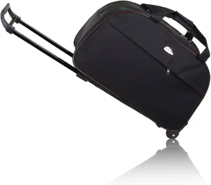 23 Inch Rolling Duffel Bag, Waterproof Lightweight Carry-On Duffel Bag, Travel Trolley Case with Wheels and Push Button Telescoping Handle (Black)