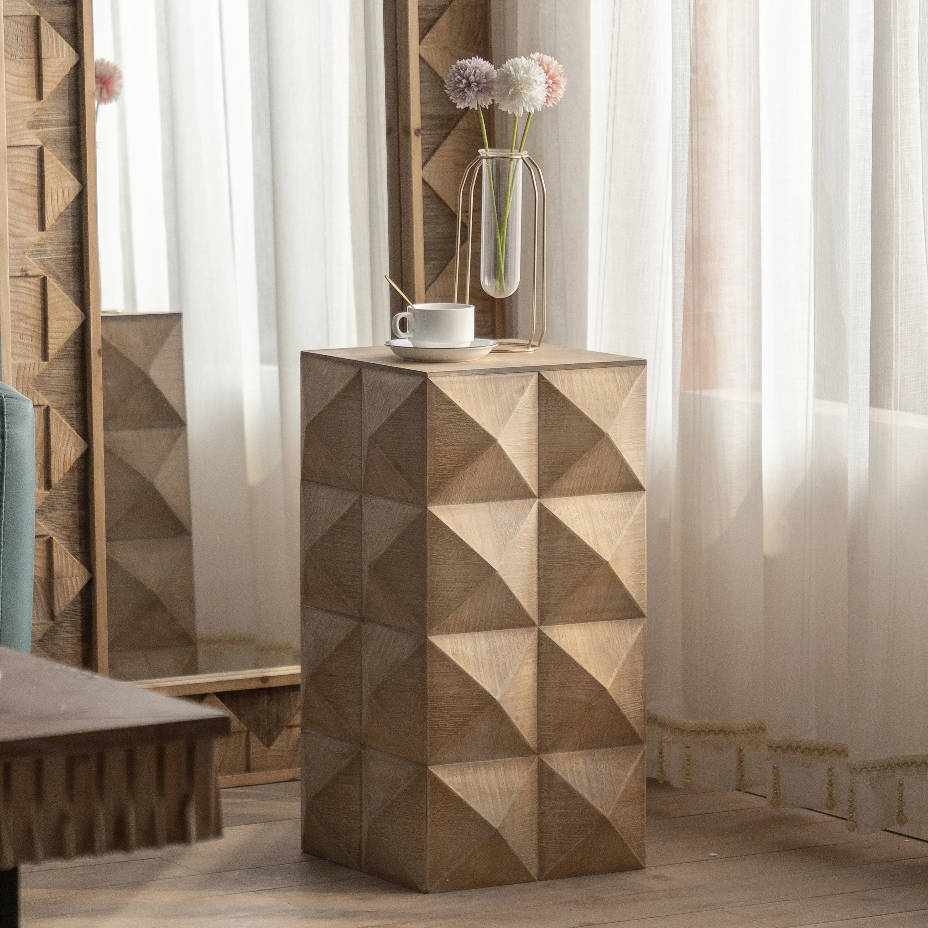 23.62" Three-dimensional Retro Coffee Table Modern style for Home Decor