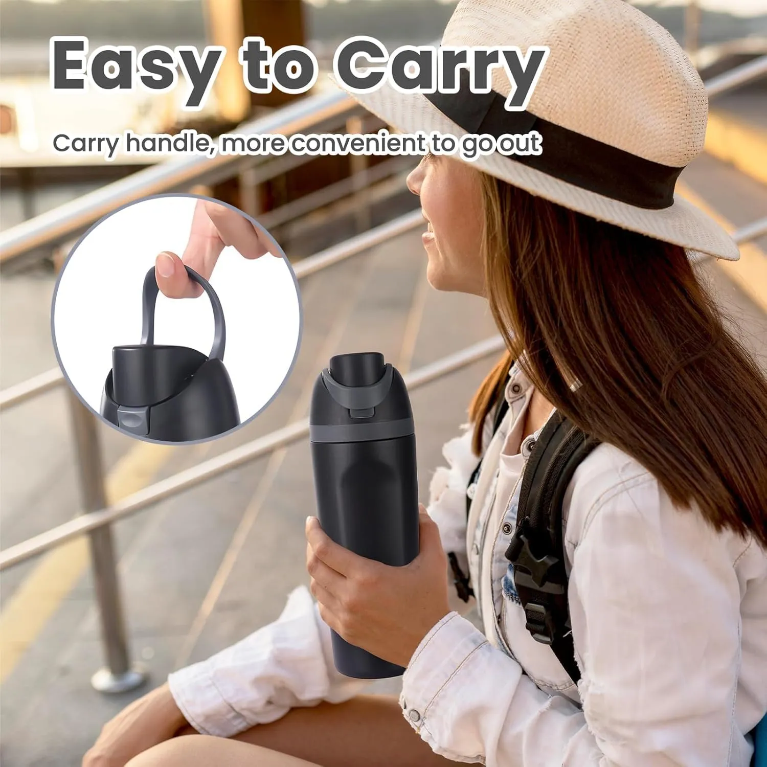 24oz Insulated Stainless Steel Water Bottle with Straw for Sports and Travel, BPA-Free Sports Water Bottle (light green)